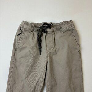 RSQ Jogger Pants Mens Small Khaki Beige Elastic Waist Casual Stretch Lightweight